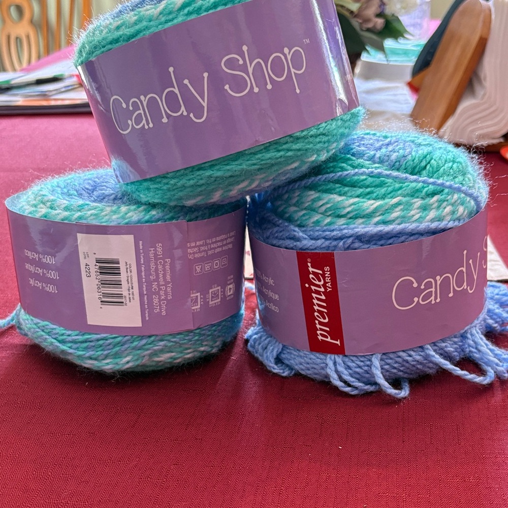 Premier Candy Shop Aqua and Teal Yarn- 3 skeins